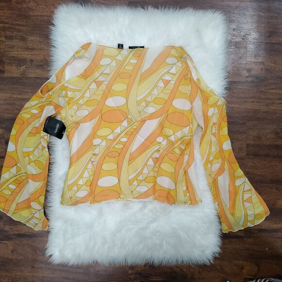 Identity By Lord & Taylor Vintage Silk Retro Cold Shoulder Blouse Size 16 NWT - Picture 3 of 15